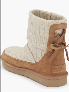 Ugg Classic Mini Cabelle Knit Boot Designer Suede Shearling Lace Sweater #206